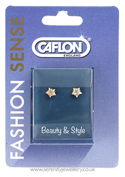 Caflon gold plated steel CZ star earrings