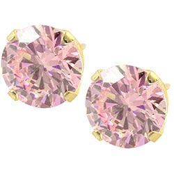 Caflon gold plated steel pink CZ earrings