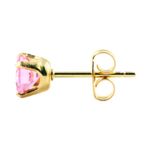 Caflon gold plated steel pink CZ earrings