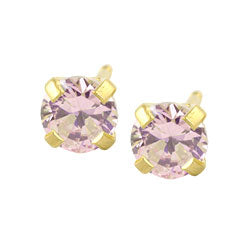 Caflon gold plated steel pink CZ earrings