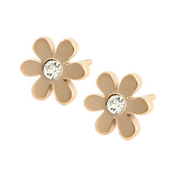Surgical steel daisy stud earrings - crystal centre