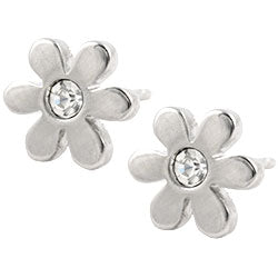 Surgical steel daisy stud earrings - crystal centre