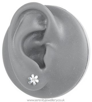 Surgical steel daisy stud earrings - crystal centre
