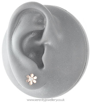 Surgical steel daisy stud earrings - crystal centre