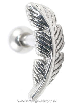 Feather cartilage earring - 1mm gauge