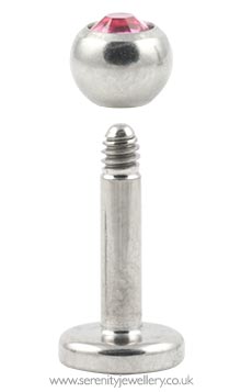 Jewelled titanium labret - 1.6mm gauge