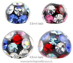 Surgical steel screw-on disco crystal ball