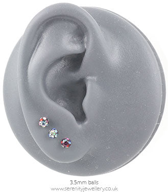Surgical steel screw-on disco crystal ball