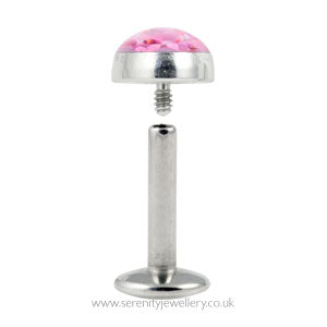 Surgical steel internally threaded multi gem disk labret