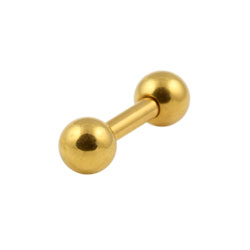 Gold PVD steel barbell - 1.6mm gauge