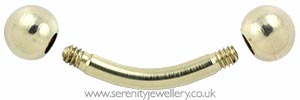 Gold PVD titanium curved barbell
