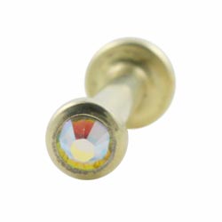 Gold PVD titanium jewelled disk internally threaded labret