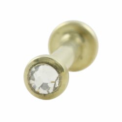 Gold PVD titanium jewelled disk internally threaded labret