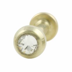 Gold PVD titanium jewelled disk internally threaded labret