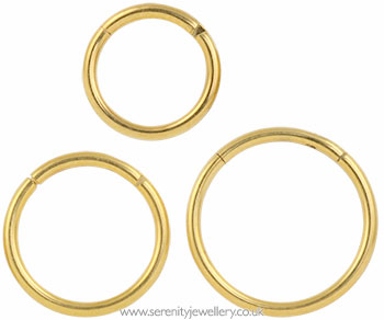 Yellow gold PVD titanium hinged segment ring