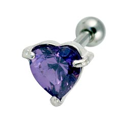 Heart crystal cartilage earring