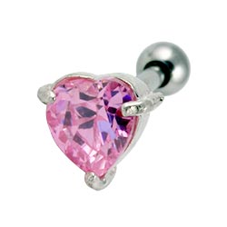 Heart crystal cartilage earring