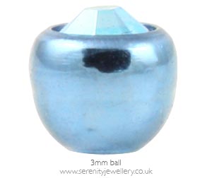 Ice blue titanium jewelled screw-on ball