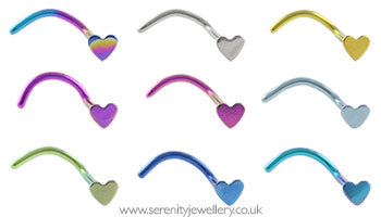 Titanium heart nose stud