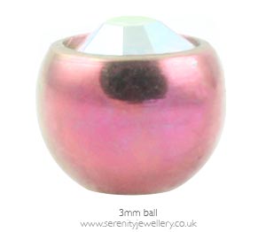 Pink titanium jewelled screw-on ball