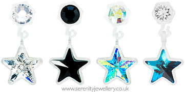 Blomdahl medical plastic star drop earrings