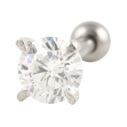 Prong-set round crystal cartilage earring