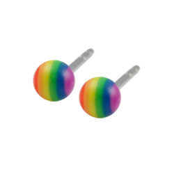 Rainbow ball surgical steel stud earrings