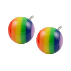 Rainbow ball surgical steel stud earrings