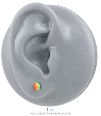 Rainbow ball surgical steel stud earrings