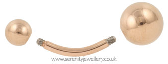 Rose gold PVD titanium belly bar