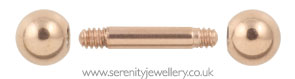 Rose gold PVD steel barbell - 1.6mm gauge