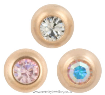 Rose gold PVD steel jewelled screw-on ball