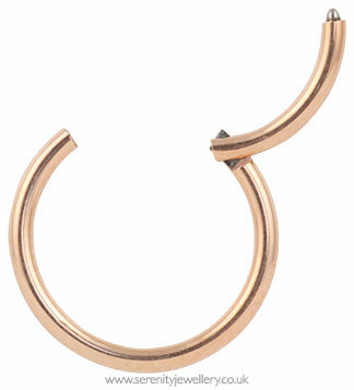 Rose gold PVD titanium hinged segment ring