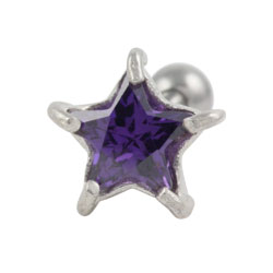 Star crystal stud cartilage earrings 1.2mm gauge Serenity