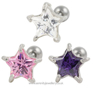 Star crystal cartilage earring