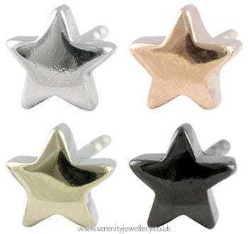 Surgical steel star stud earrings