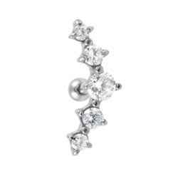 Prong-set five crystal cartilage earring