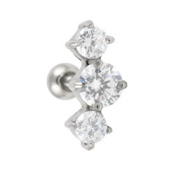 Prong-set three crystal cartilage earring