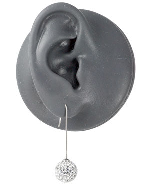 Blomdahl titanium straight pendant crystal ball earrings