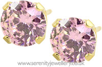 Studex Sensitive gold plated steel pink CZ earrings