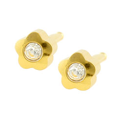 Studex Plus gold plated steel flowerlite piercing earrings