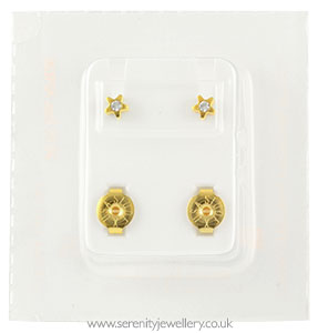 Studex Plus gold plated steel starlite piercing earrings