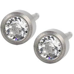 Studex Plus titanium birthstone piercing earrings