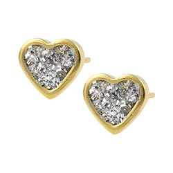 Studex Sensitive gold plated steel glitter heart earrings
