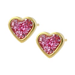 Studex Sensitive gold plated steel glitter heart earrings