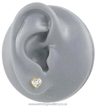 Studex Sensitive gold plated steel glitter heart earrings