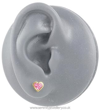 Studex Sensitive gold plated steel glitter heart earrings