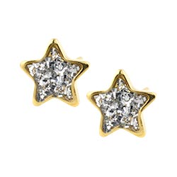 Studex Sensitive gold plated steel glitter star earrings