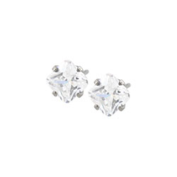 Studex Sensitive surgical steel princess cut CZ earrings