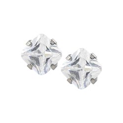 Studex Sensitive surgical steel princess cut CZ earrings